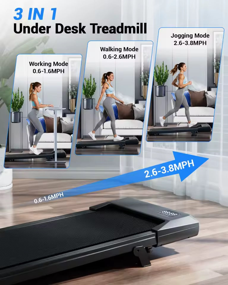 Foldable Under-Desk Walking Pad Treadmill with 6% Incline, 2.5HP Quiet Motor, Remote & LED Display