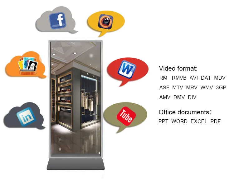 AI Smart Fitness Mirror – Touchscreen LCD, Floor-Standing