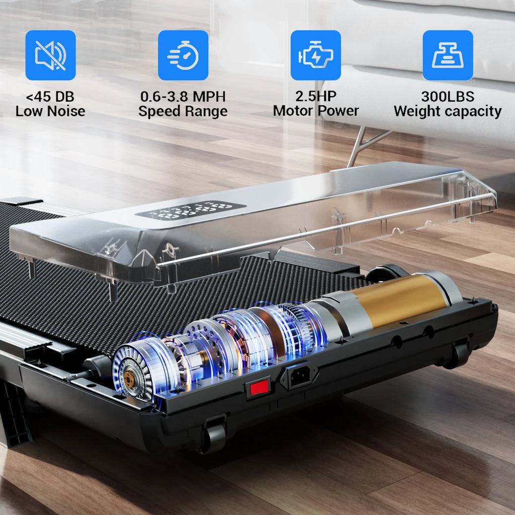 Foldable Under-Desk Walking Pad Treadmill with 6% Incline, 2.5HP Quiet Motor, Remote & LED Display