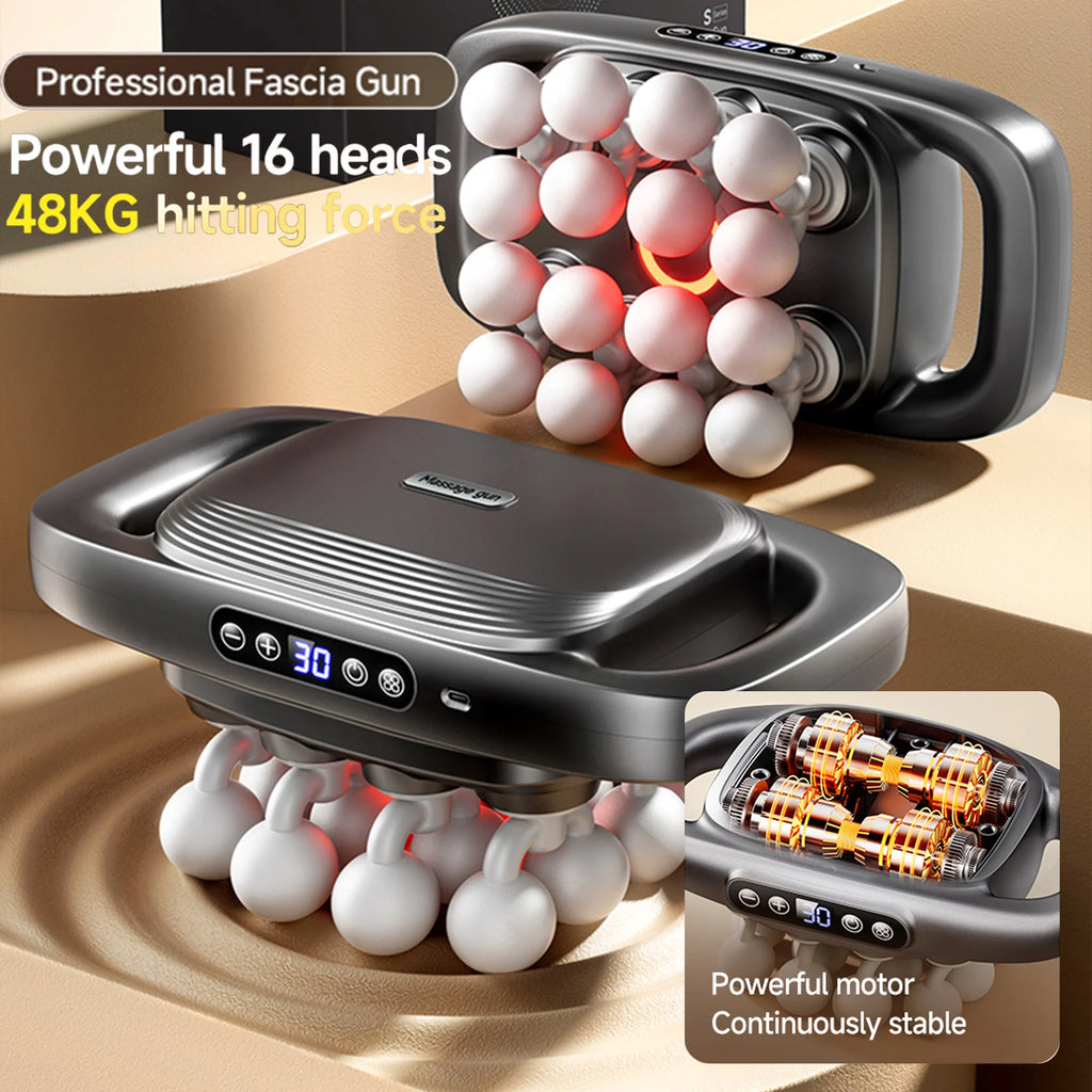 Deep Tissue Massage Gun with 16 Heads – Full Body Muscle Recovery
