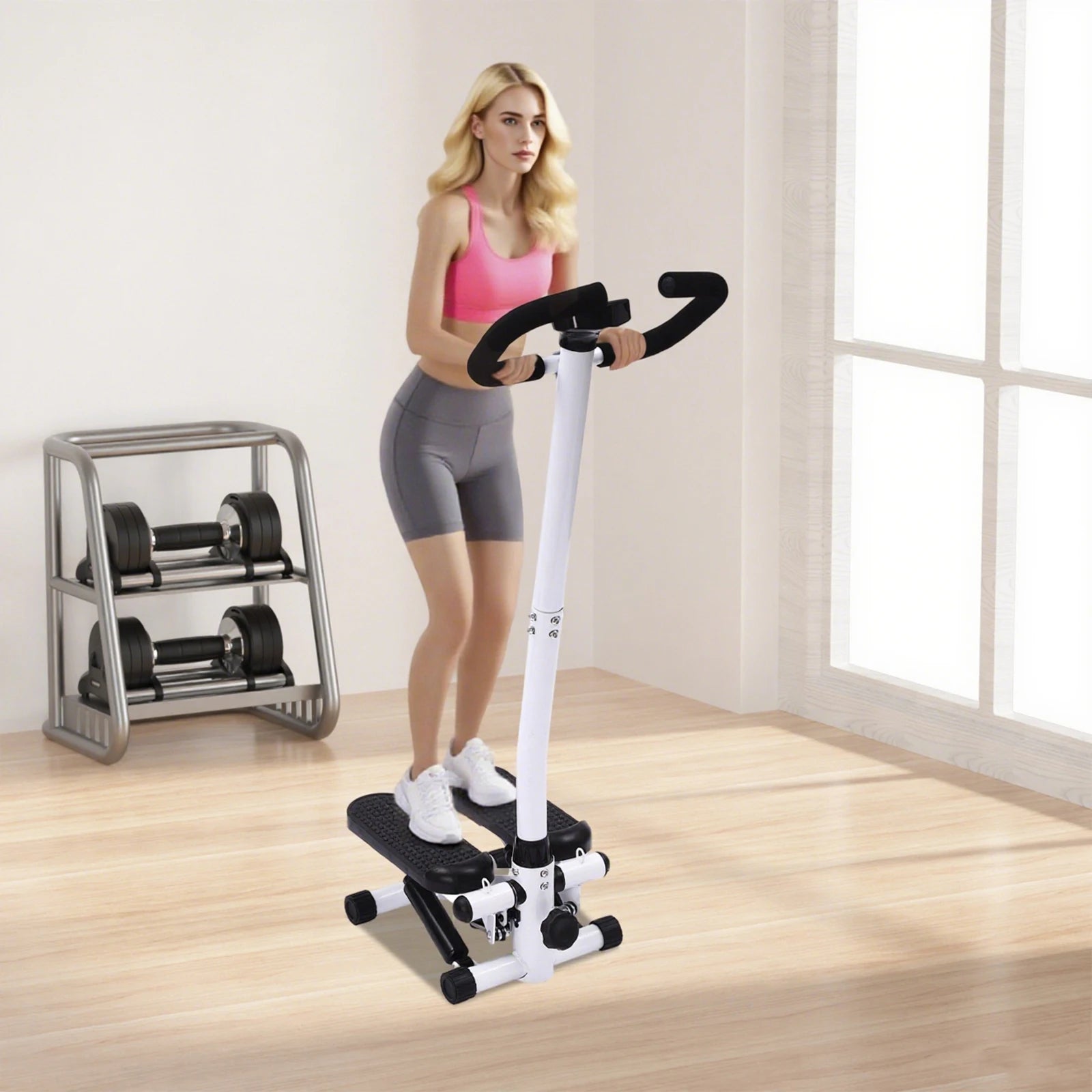 Home Fitness Stepper with Handlebars