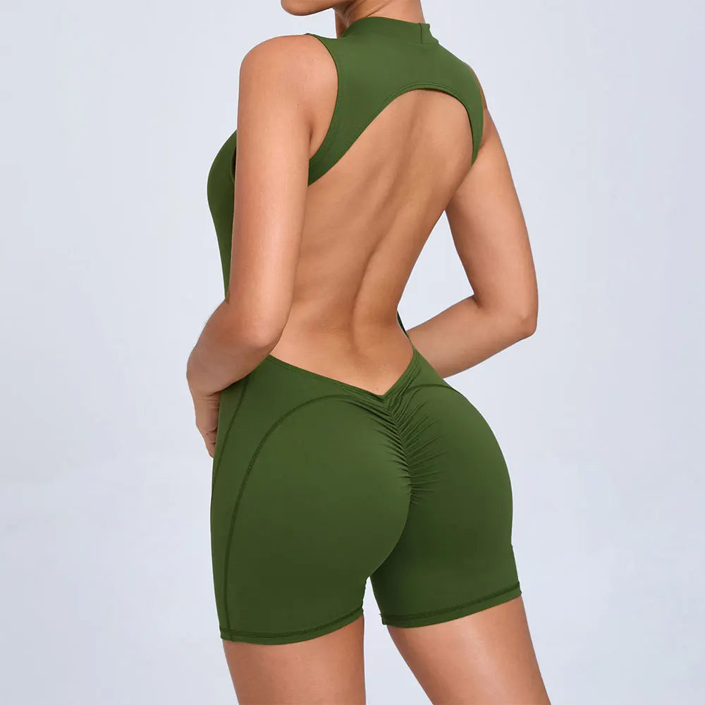 Sculpted Silhouette V-Back Gym Jumpsuit