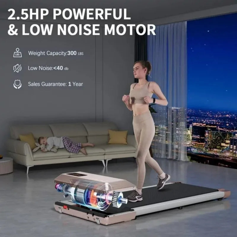 Pink Portable Walking Pad Treadmill – 300lb Capacity, Remote & LED Display