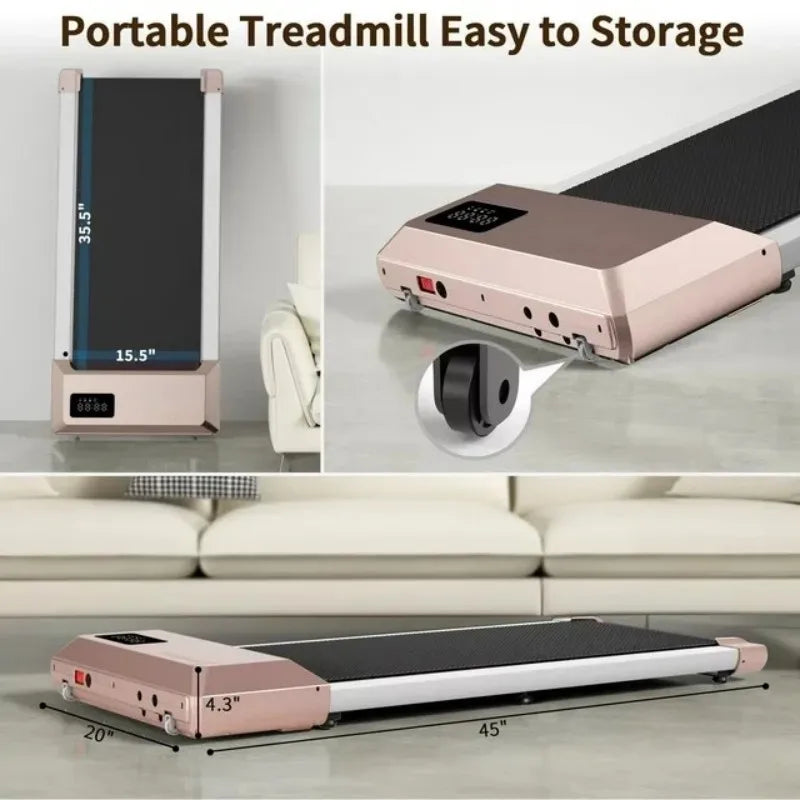 Pink Portable Walking Pad Treadmill – 300lb Capacity, Remote & LED Display