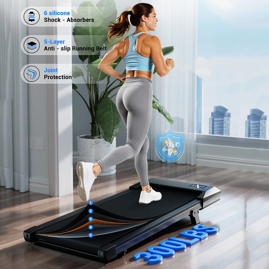 Foldable Under-Desk Walking Pad Treadmill with 6% Incline, 2.5HP Quiet Motor, Remote & LED Display